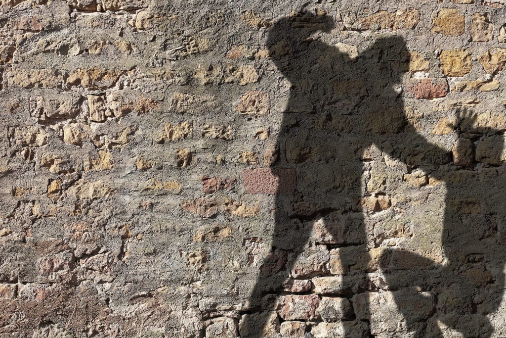 Shadow of fighting man 