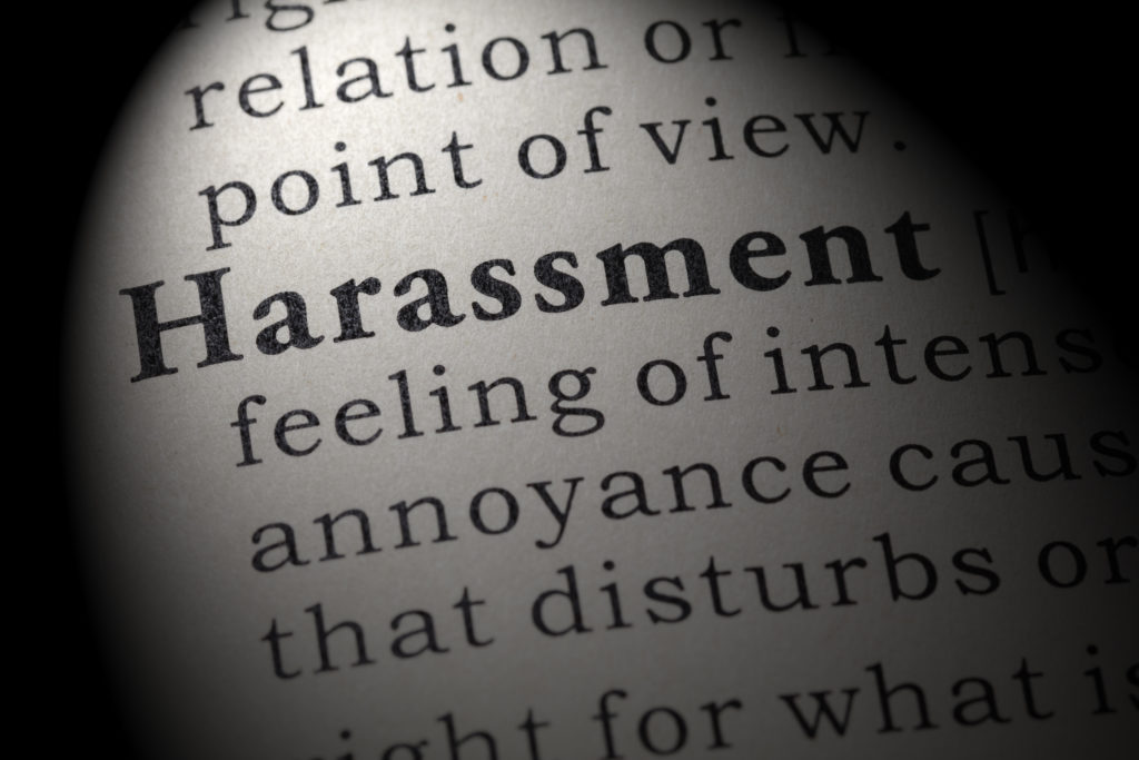 Dictionary definition of the word Harassment

